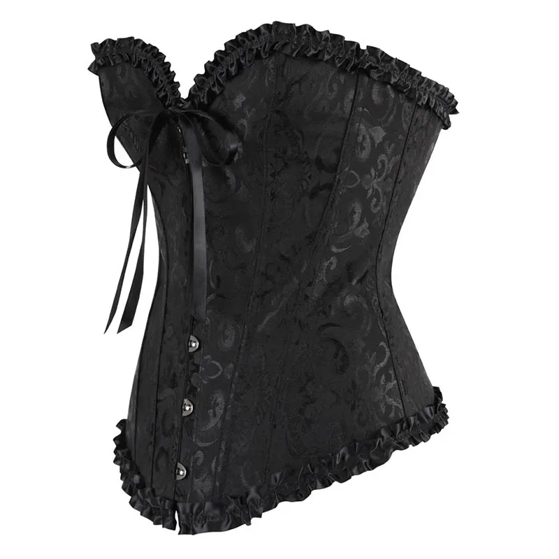 Women Sexy Corsets Bustiers Floral Lace Tops Shapewear Burlesque Vintage Corset Gothic Satin Lingerie Corselet Overbust