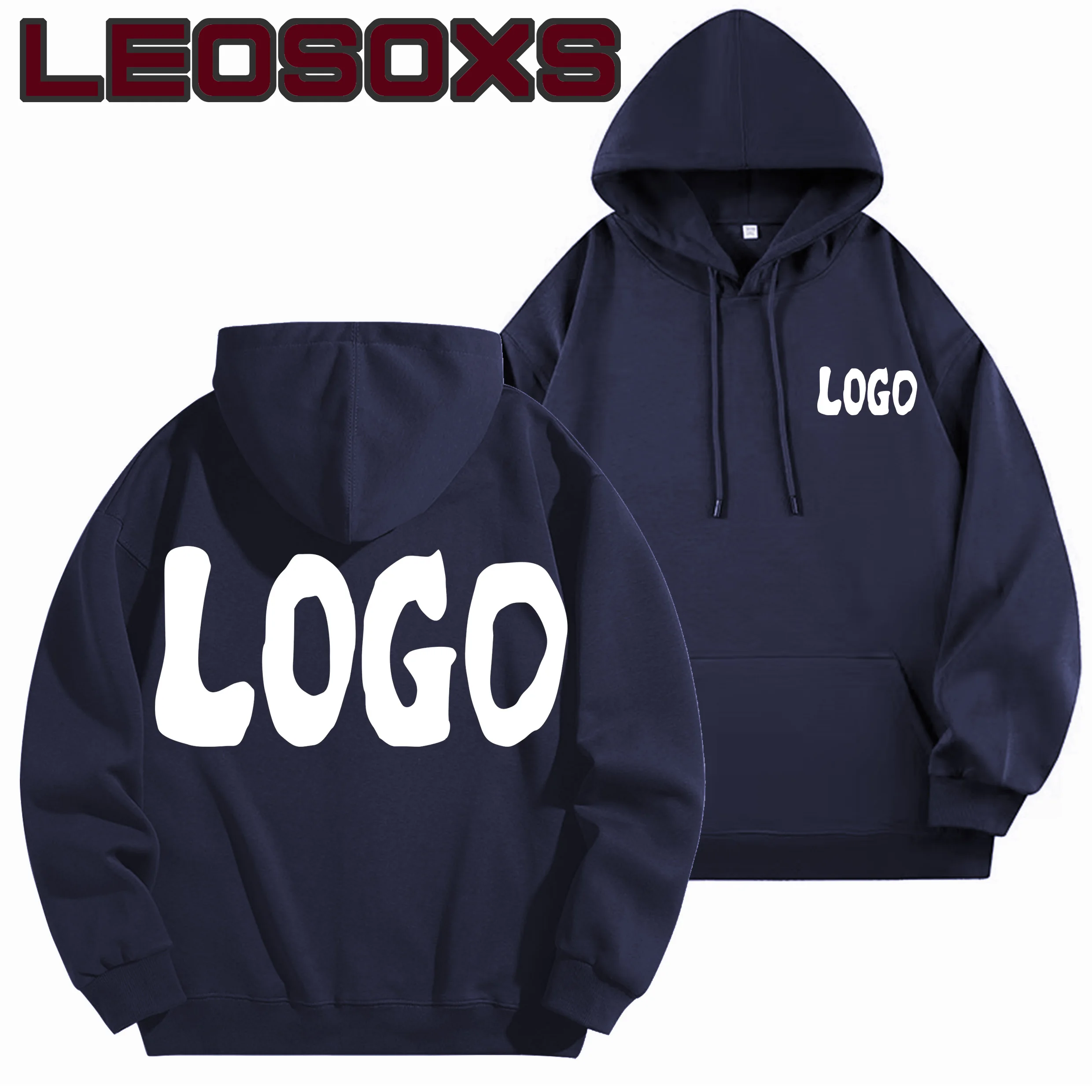 DIY Custom Logo Black Hooded Sweatshirt Pure Cotton Long-Sleeved Pullover Casual Top for Men And Women Autumn Winter Fashion