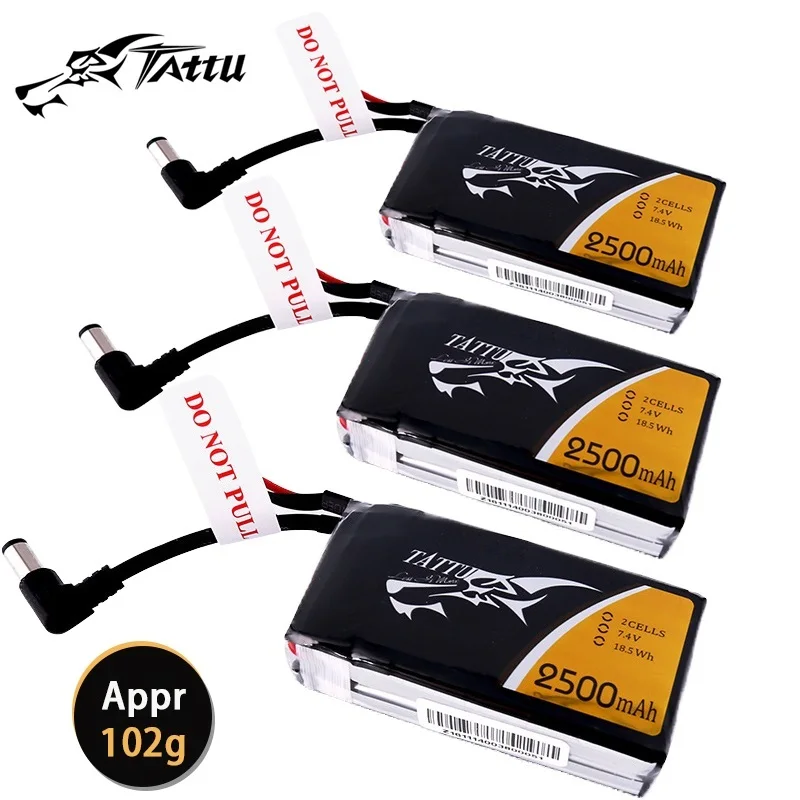 

Tattu Lipo Battery 3Pcs 7.4V FPV Goggle Battery 2500mAh 1C With DC5.5mm For RC Fatshark Goggles HDO FPV Drone Parts 2s Battery