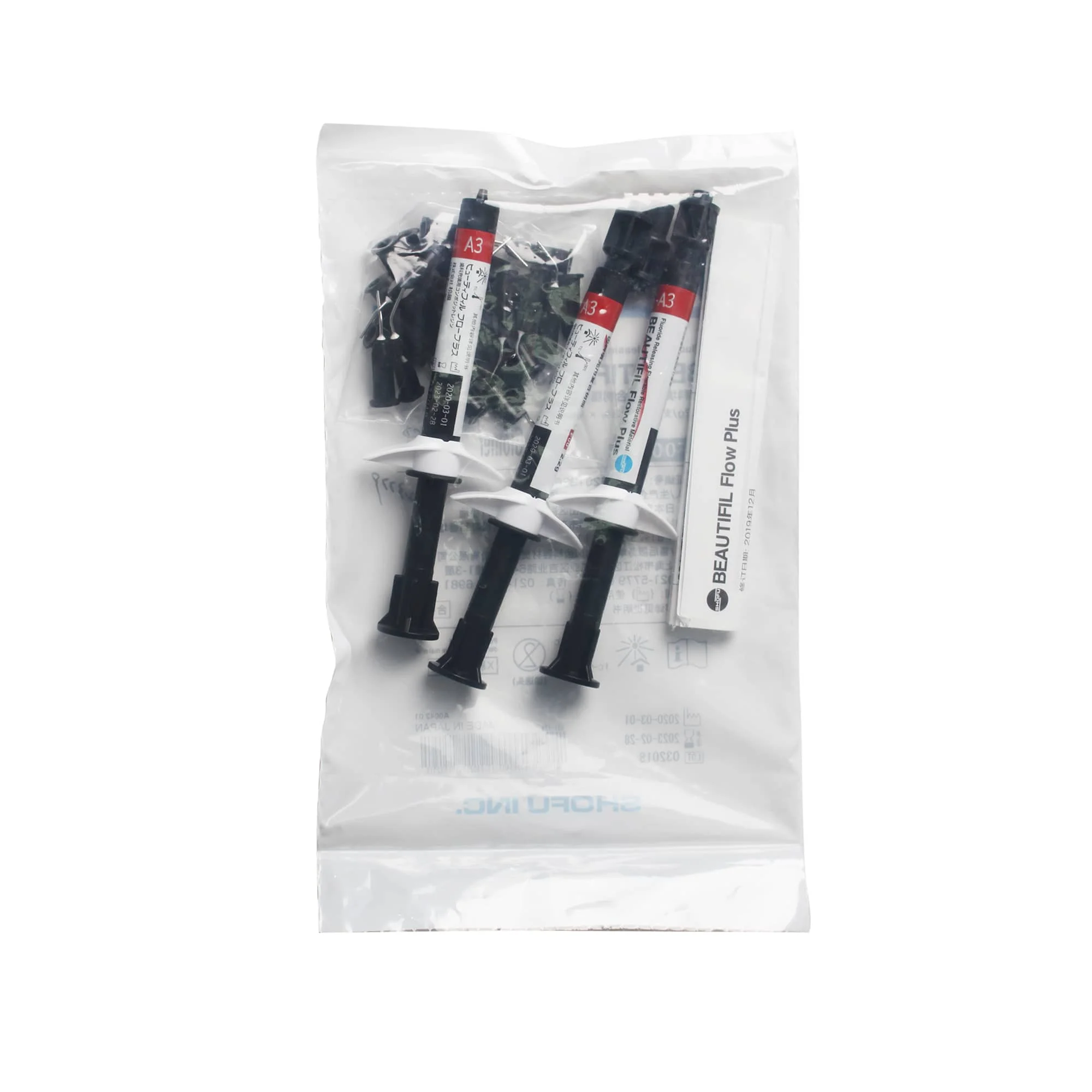 

3-Tube Set,2.2g/tube,SHOFU Dental Filling Composite Resin,Flowable Polymer,BEAUTIFIL Flow Plus F00A2&A3 Dental Filling Material