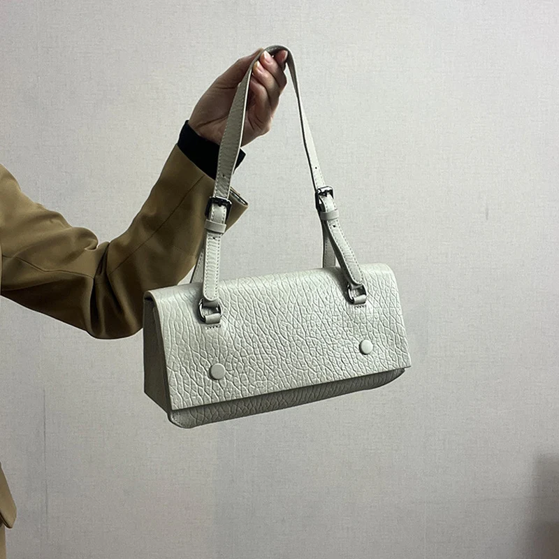 

Niche Design Retro Women's Underarm Bag 2024 Spring/Summer New Genuine Leather One Shoulder Stick Bag Handbag Luxury Women's