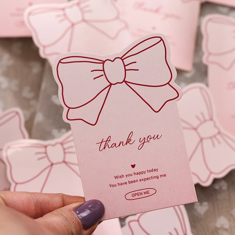 10-30pcs Pink Bowknot Thank You Stickers for Package Adhesive Decorative Seal Labels for Gift Box Baking Goods Business Package