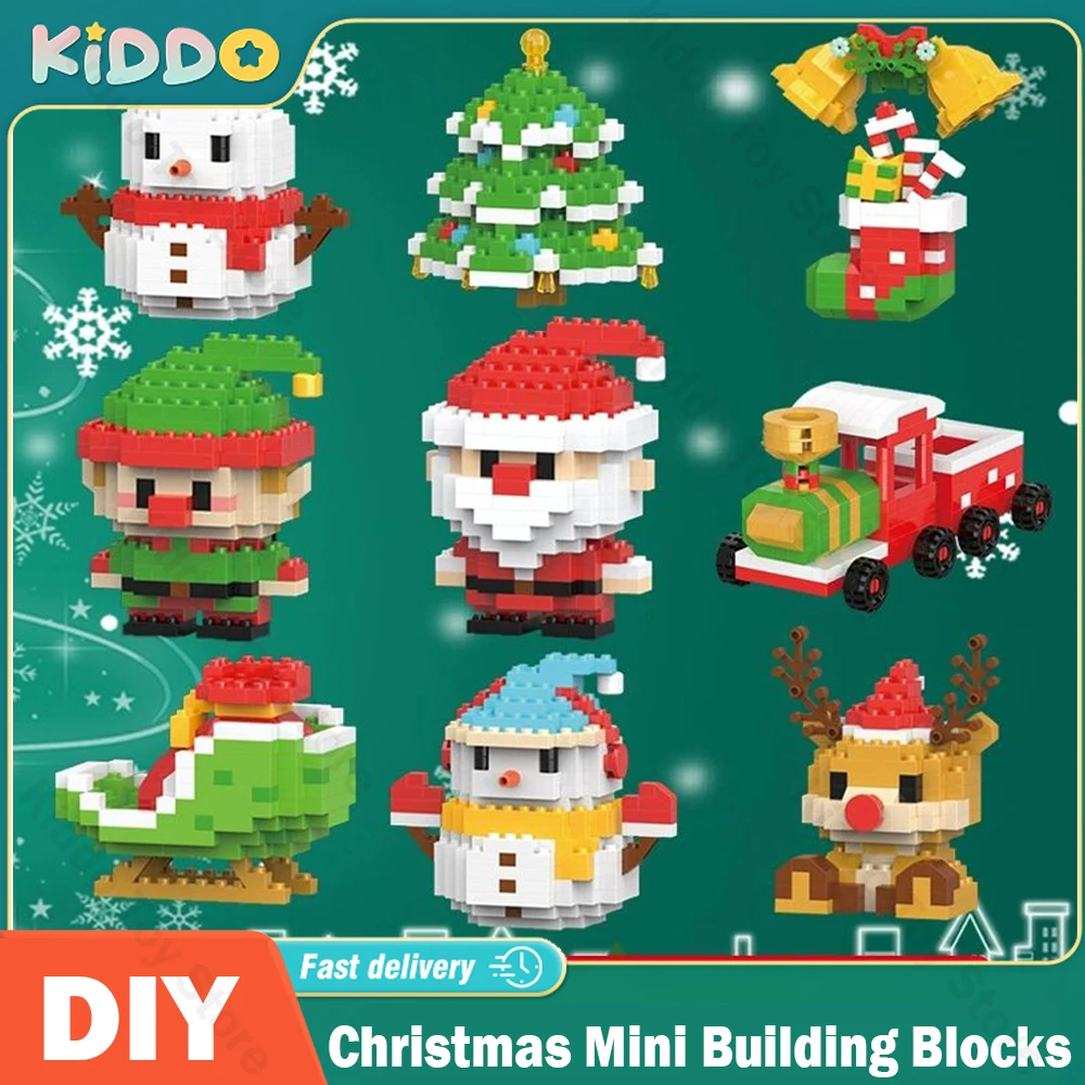 Mini Building Blocks Santa Claus Model Christmas Micro Bricks Block Snowman Decoration Children's Gift Puzzle Assembling Toys