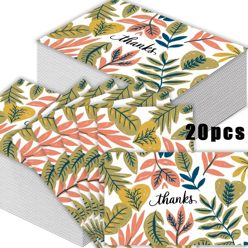 20pcs Thank-you Card Set - Expressing Gratitude - Suitable for Friends, Customers, and Educators - Natural Inspiration Design