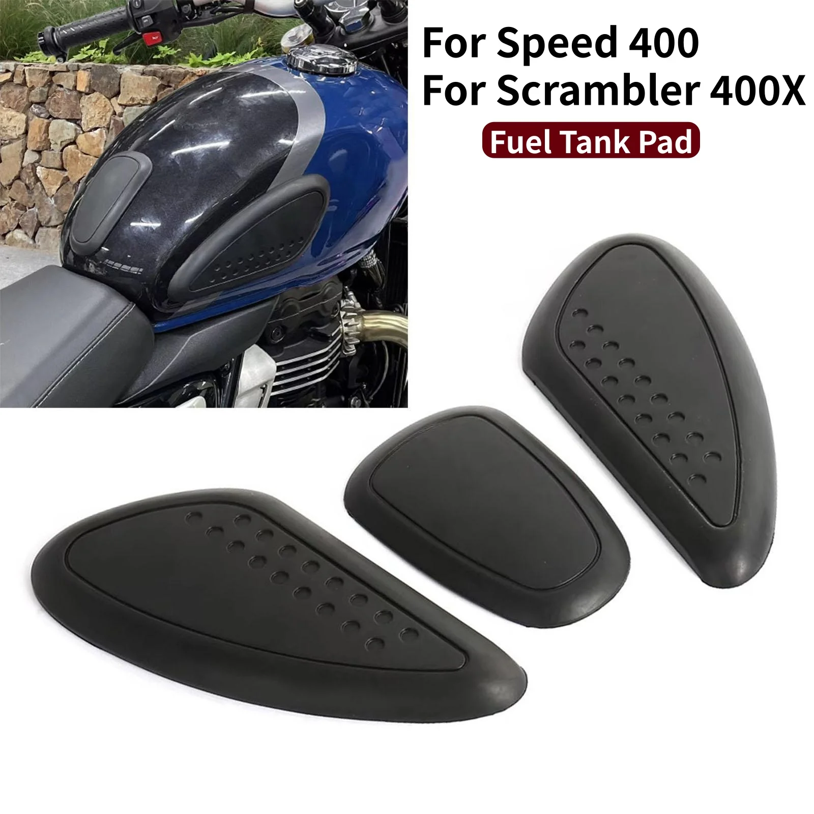 

Motorcycle Rubber Fuel Tank Pad For Scrambler 400X Speed400 2024 Anti-scratch Tankpads Protector Guard Motorcycle Accessories