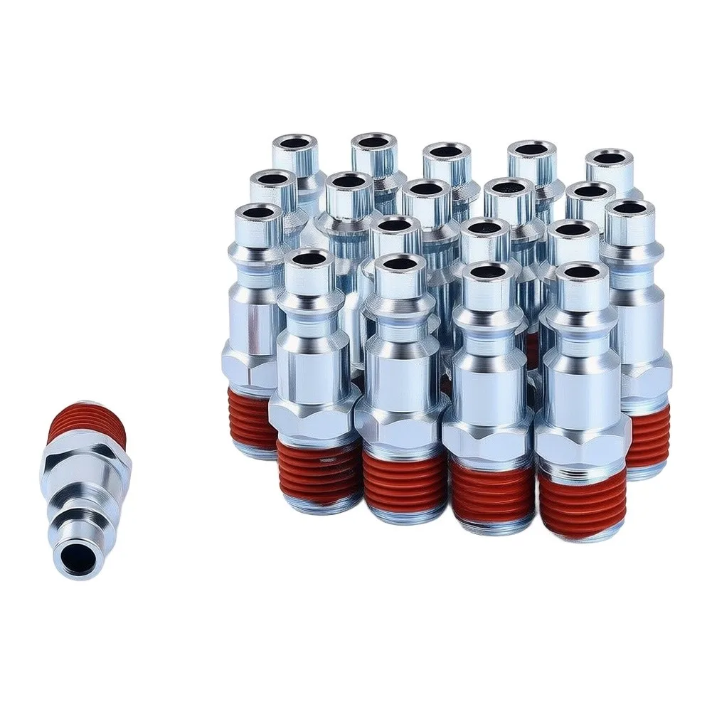 30pcs 1/4in NPT Male Thread Air Fitting for Pneumatic Spray Nail Compressor 300PSI Galvanized Alloy Steel Design