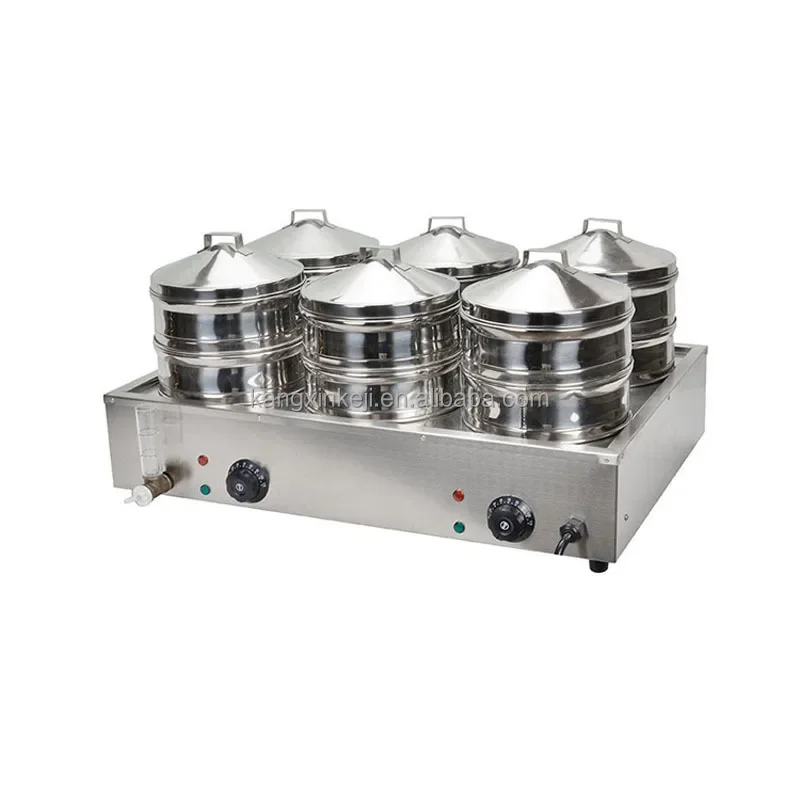 High Quality Bao with Glass Four-hole Dimsum Sweet Corn Steamer 4 Holes Electric Steam Bun Machine