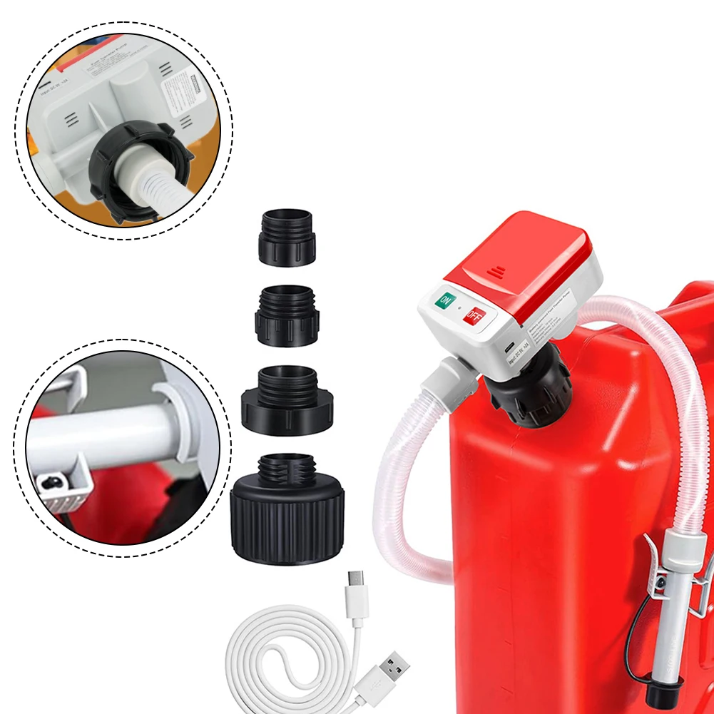 

Fuel Delivery Pump with Automatic Stop Sensor and 4 Canister Adapters for Safe and Efficient Fuel Transfer with USB Charging