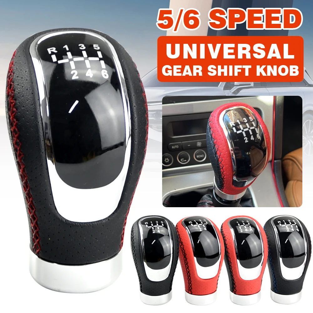 Universal 5/6 Speed Gear Shift Knob Shifter Lever Handle Stick PU Leather Auto Accessories For All Manual Car  5/6 Speed Univers