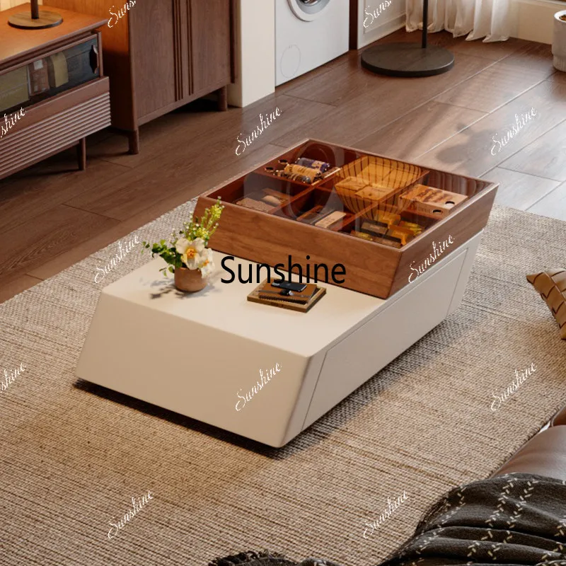 

Modern simple acrylic coffee table storage function glass panel tea table