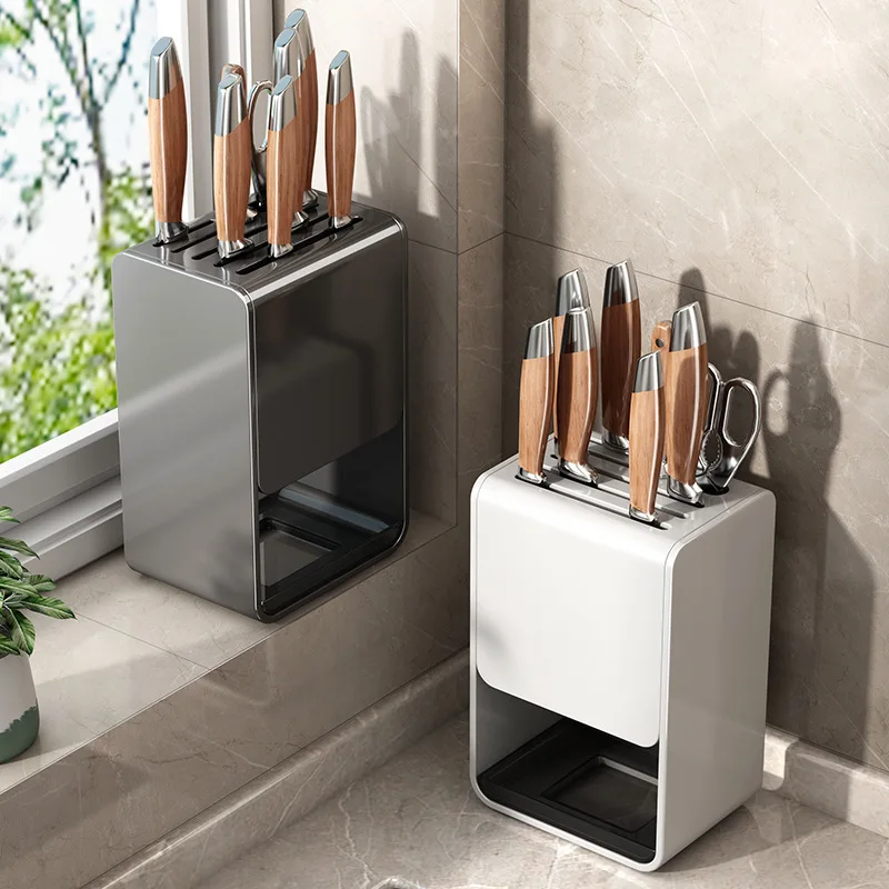 Kitchen knife holder, integrated multi-functional countertop, non-punching knife storage box, wall-mounted kitchen knife rack