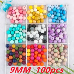 Kovict 100pcs Silicone Beads 9mm Round Pearl Beads For Jewelry Making DIY Bracelet Necklace Etc Handmade Products Accessories