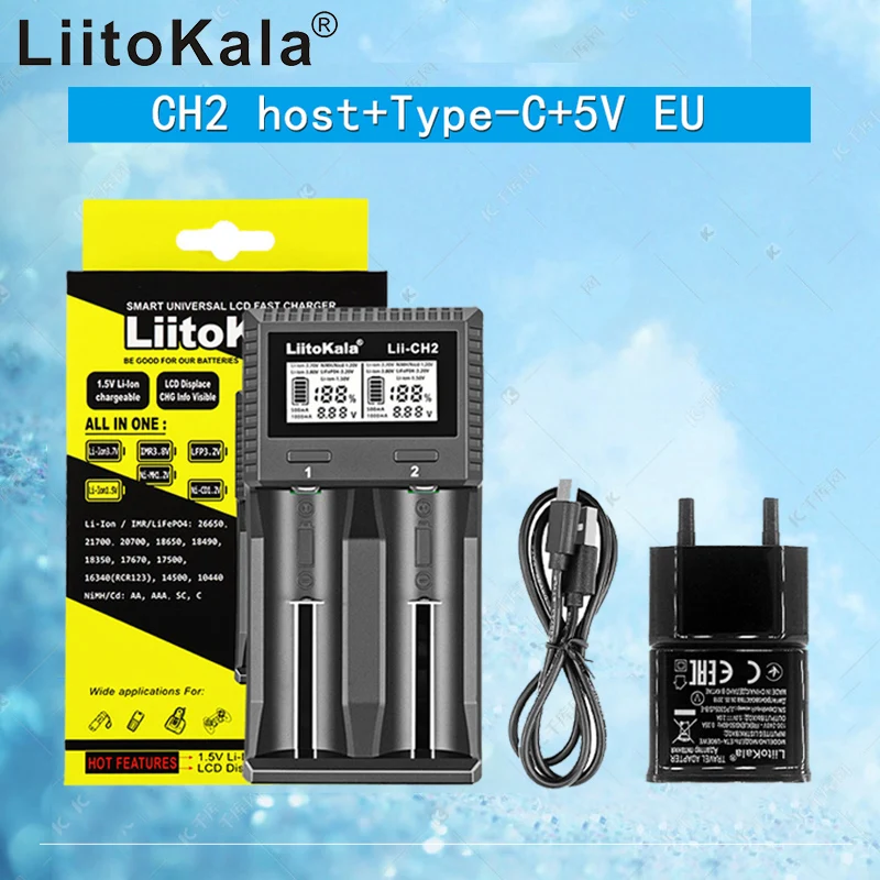 LiItoKala Lii-CH2 1.5V AA AAA Li-ion Rechargeable Lithium Batteries Smart LCD Battery Charger For Alarm Clock Remote Control