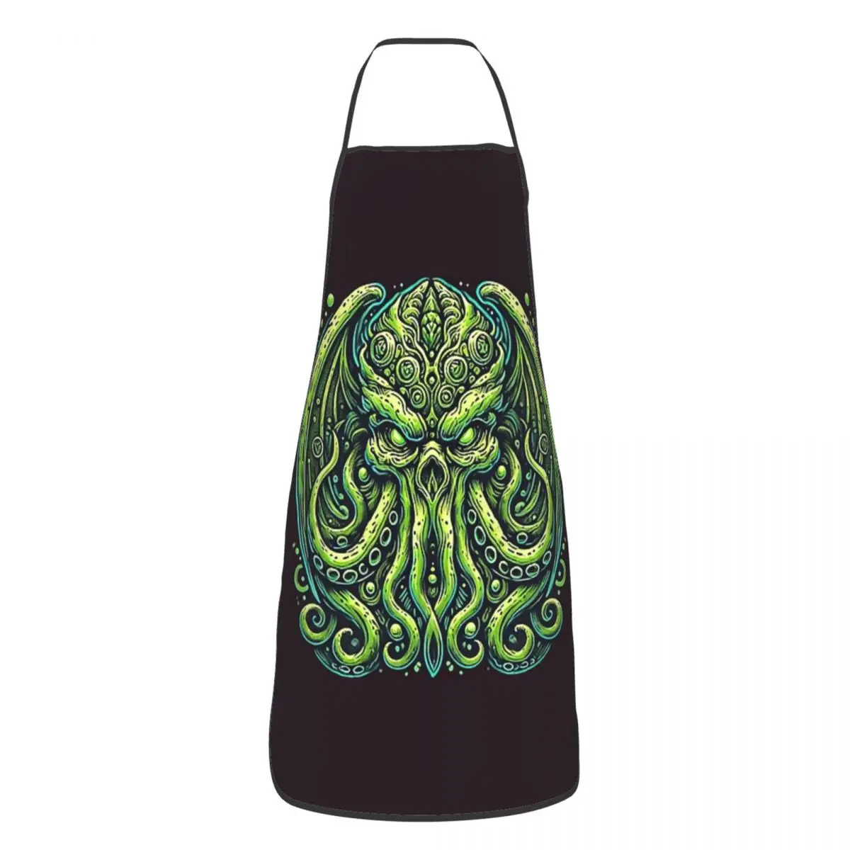 Green Cthulhu Octopus With Tentacles And Teeth Aprons Chef Cuisine Tablier Bib Kitchen Cleaning Pinafore for Women Men Gardening