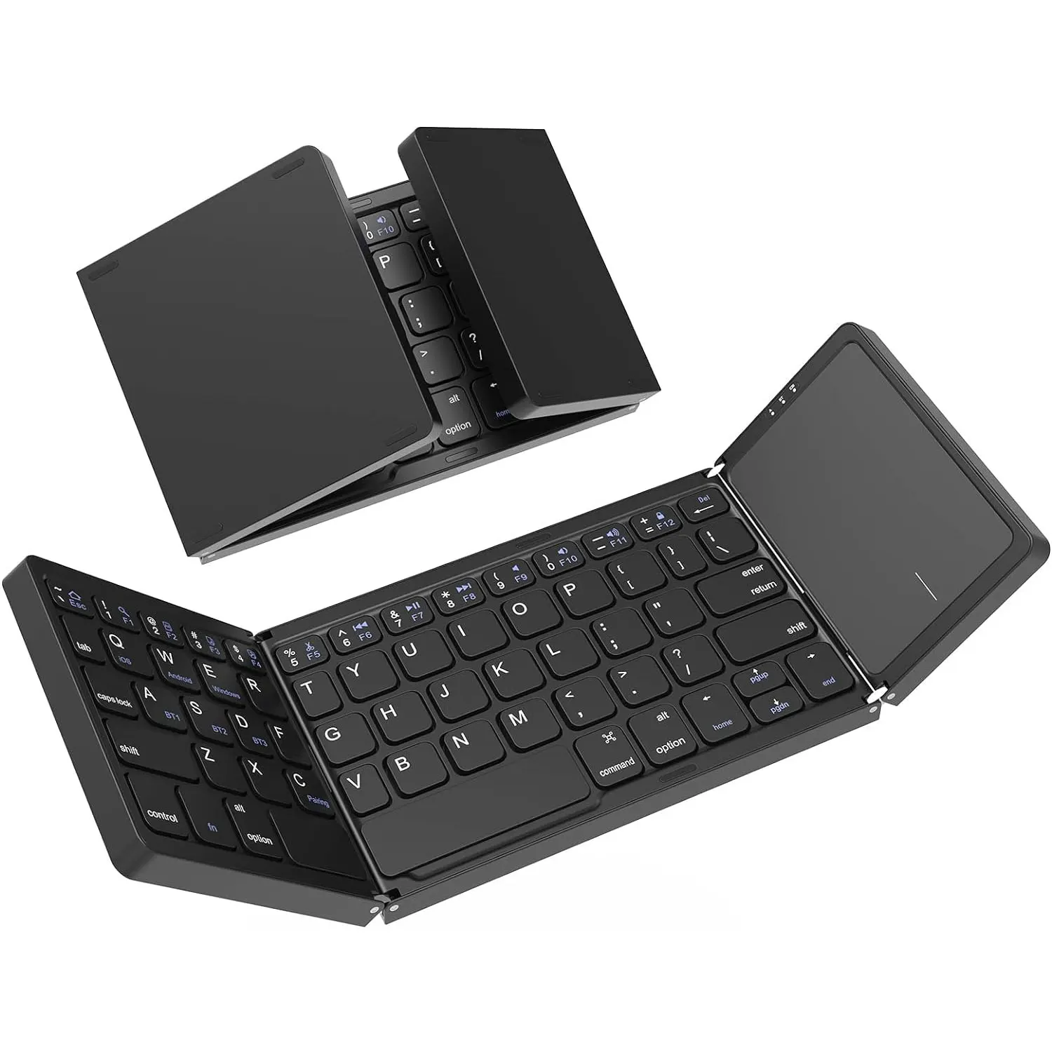 Foldable Keyboard Wireless Mini Bluetooth Keyboard with Sensitive Touchpad Mouse Rechargeable Travel Keyboard for Windows Mac