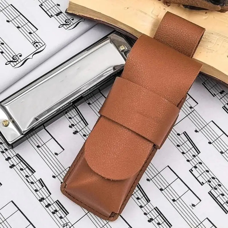 31BE Elegant Harmonica Protector Dustproofed PU Leather Light weight Carrying Case