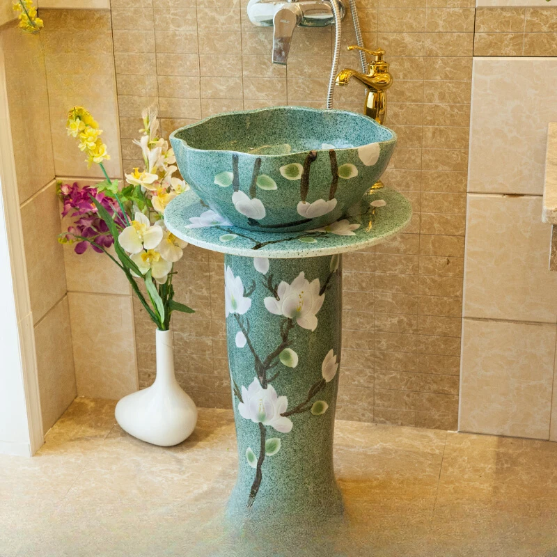 

Ceramic balcony pillar washbasin art column basin toilet