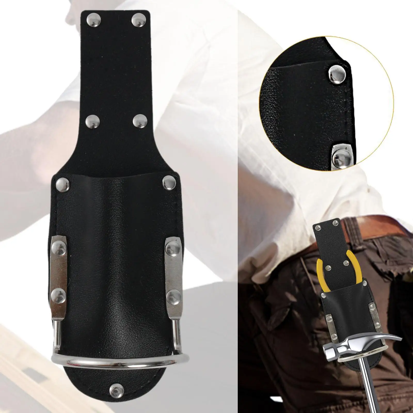 

Tool Holder Belt Hammer Hanger Bag PU Leather Accessories for Carpenters Electricians Construction Camping Projects
