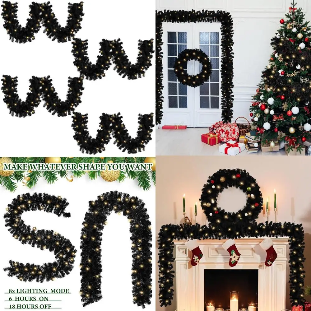 

9-футовая светодиодная гирлянда из искусственной ели на батарейках с теплыми огнями для сезонного домашнего декора