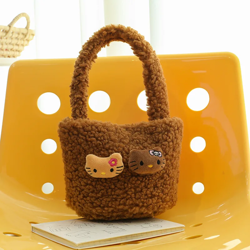 

Новая милая плюшевая сумка Sanrio Hello Kitty в стиле мультяшной шерсти, сумка на плечо, универсальная сумка Kawaii, женская сумка на плечо