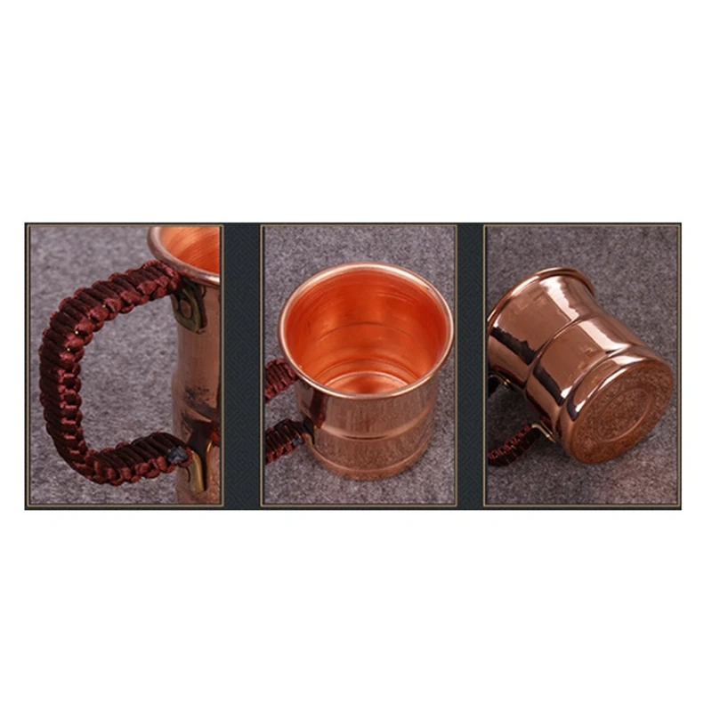 Handcrafted Beer Milk Mug Weave Handle Thickened Moscow Water Mule 400ML Breakfast Cup As Shown Pure Copper 1 Piece