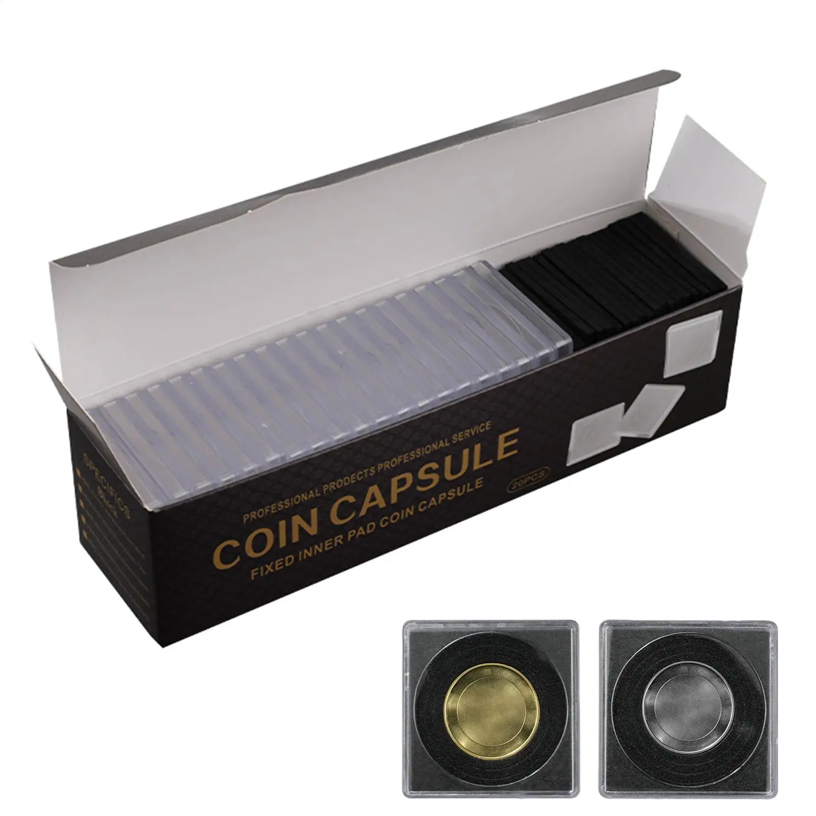 Clear Coin Holder Transparent Shockproof Display Case Acrylic Coin Collection Capsule for Home Table Bedroom Living Room, Adults