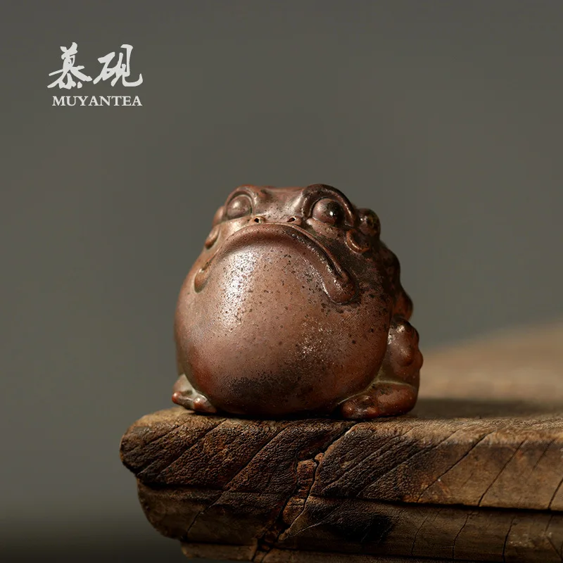 Mu Yan's Wood-Fired Ornament For Attracting And Accumulating Wealth, Premium Accessory, A Three-Legged Golden Toad, Handmade