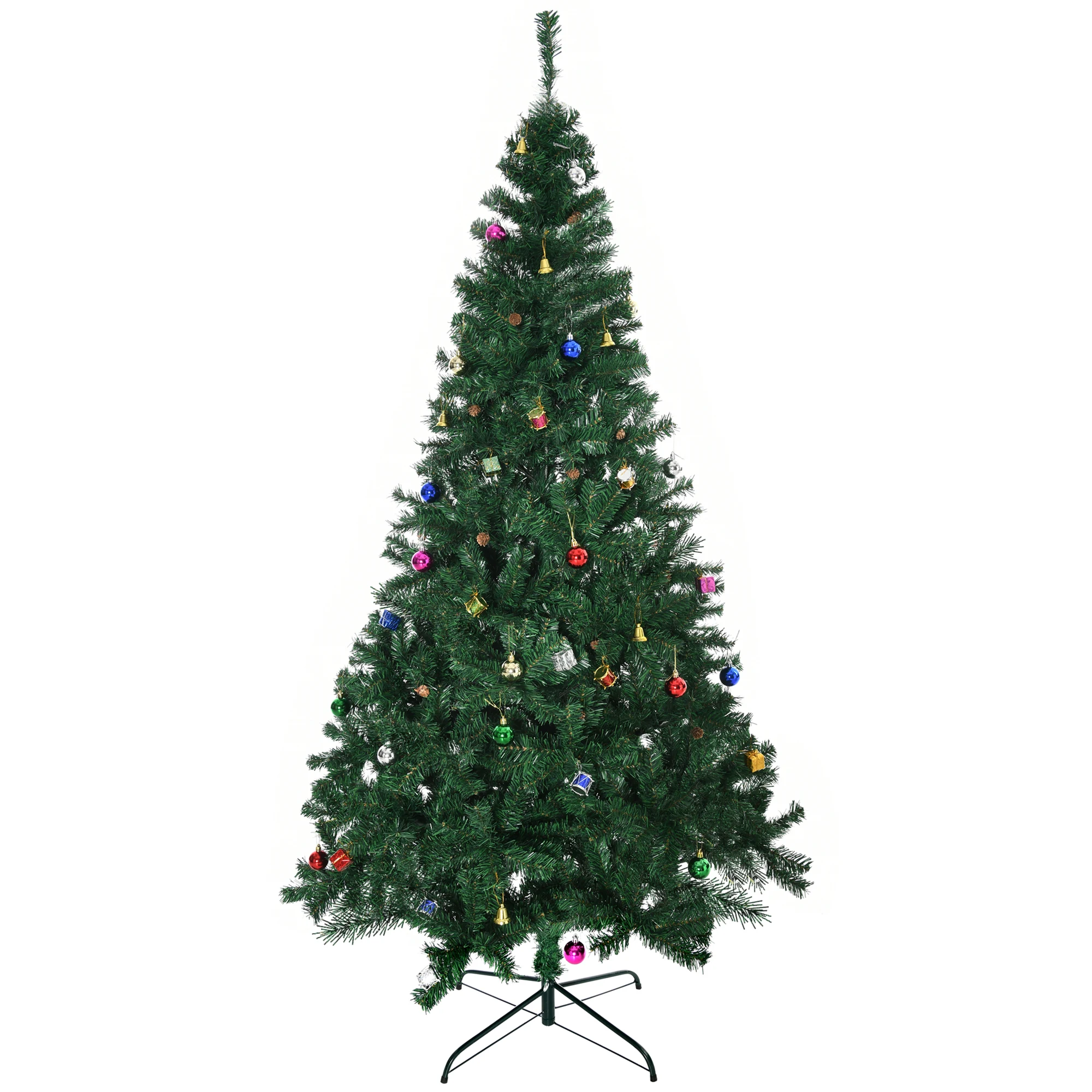 HOMCOM Artificial Christmas tree 210 cm with 1036 branches decorative ornaments