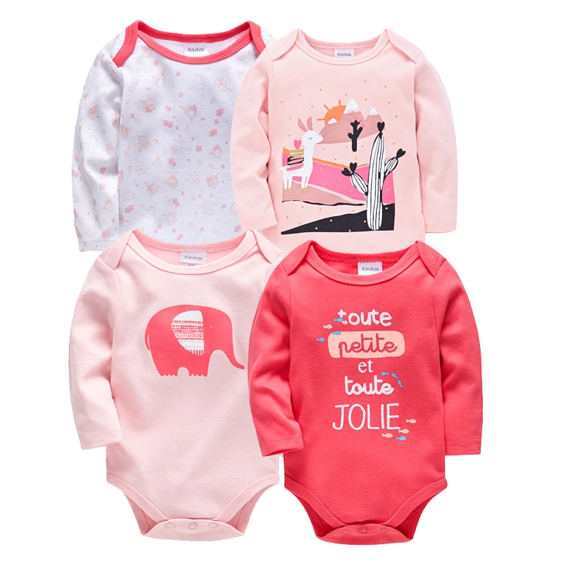 4 개/대/세트 아기 소녀 의류 붉은 사슴 크리스마스 귀여운 인쇄 아기 Bodysuit 긴 소매 어린이 Rompers 면화 3-12M