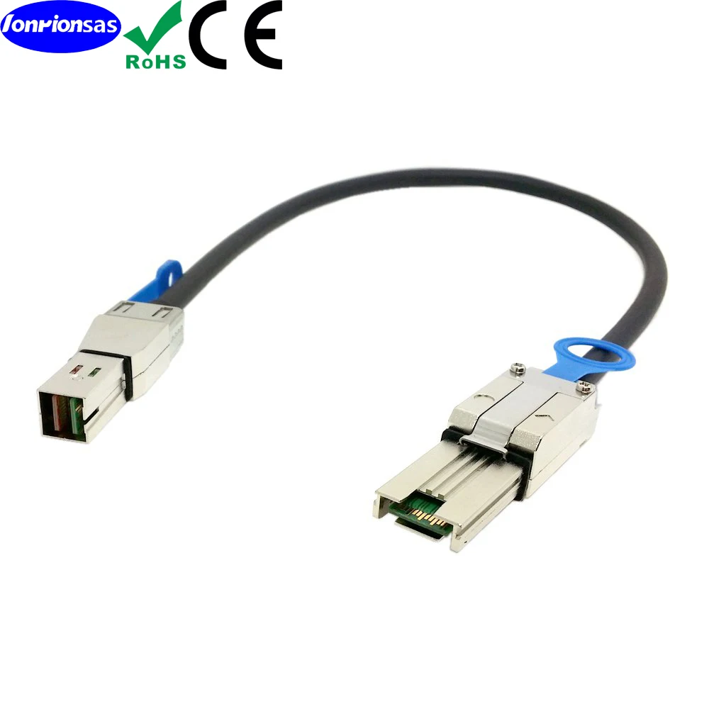 Kabel hybrydowy MINISASFF-8644 do Mini SAS SFF-8088 HD 6Gbps z zewnętrznym złączem 26-pinowym SAS2.0, z SCSI do systemów RAID