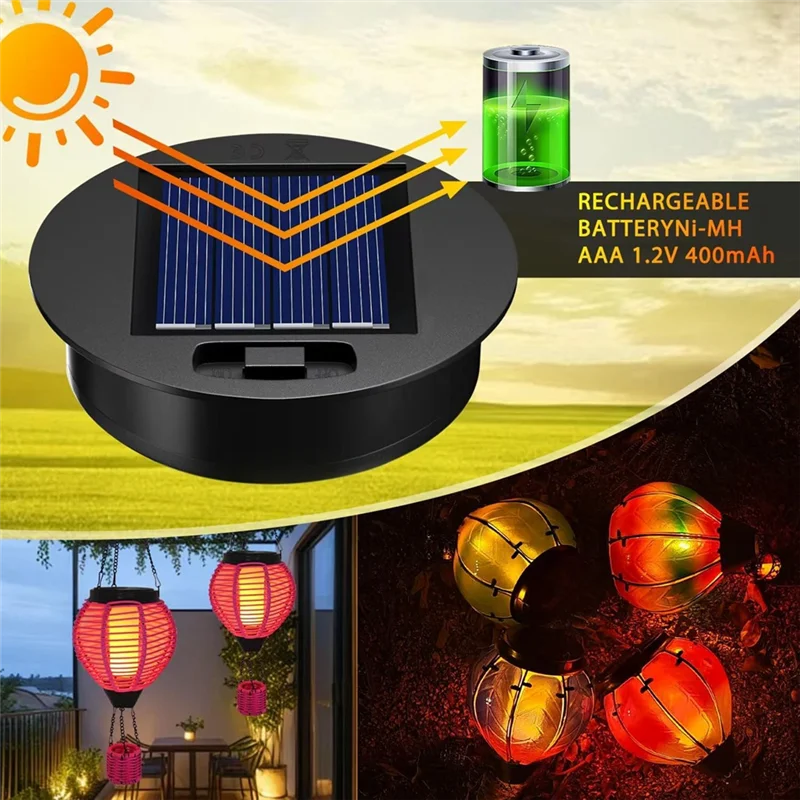 

ABPR-2 Pack Replacement Solar Light Tops With Flickering Flame,Waterproof Outdoor Solar Light Parts Lantern Replacement Kit