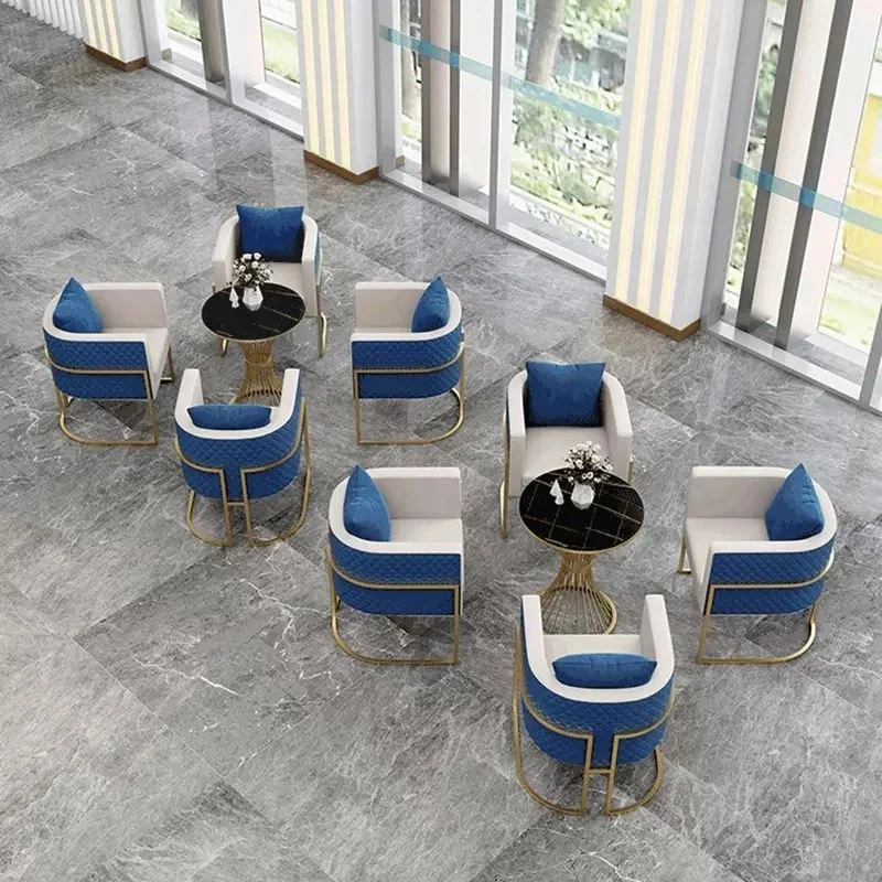 *-/2025  Multifunctional Northern European Leisure Cafe Reception Room Metal Leather Office Sofa Furniture Set