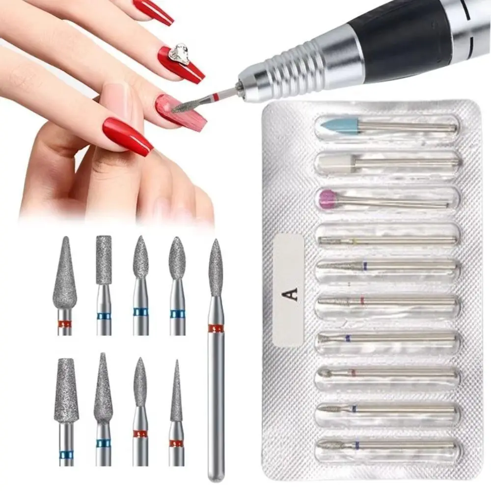 10 szt. Zestaw frezów do paznokci w stylu rosyjskim do usuwania martwego naskórka, wysoka twardość, zestawy frezów do zdobienia paznokci, elektryczne frezarki obrotowe
