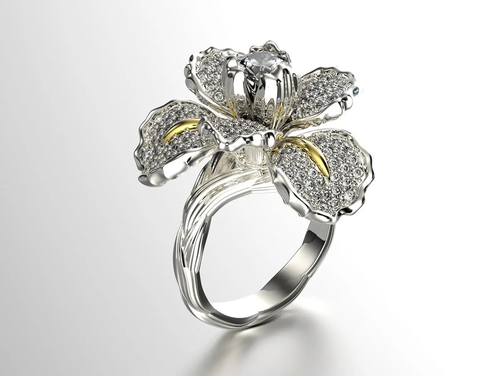 S925 Sterling Silber Zweifarbiger Ring mit Mikro-Pavé-Diamanten und Blauer Topas-Blume, Perfekt für den Alltag und Dates – Detail 8