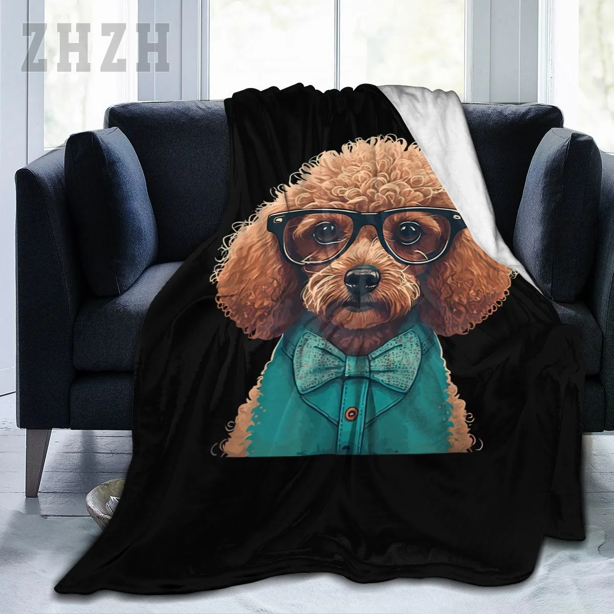 Blanket Funny Poodle Dog Miniature Poodle Toy Poodle Hipster Flannel Multifunction Outdoor Camping Sofa Cover Keep Warm