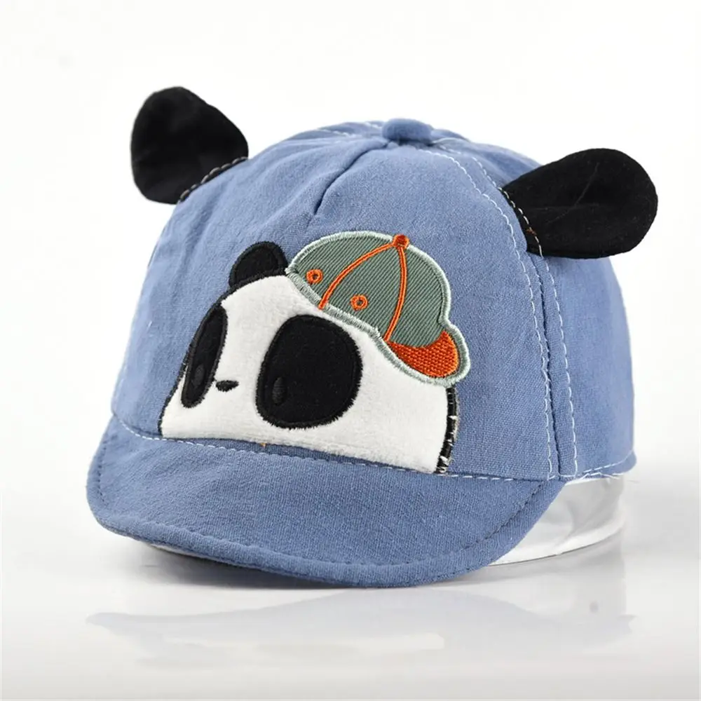 Boys Girls Summer UV Protection Baby Baseball Cap Thin Breathable Soft Cotton Duck Tongue Hat Cartoon Panda Baby Sun Cap