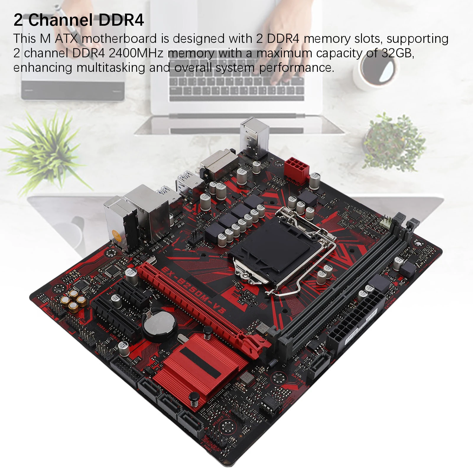 

PCI-E 3.0 Computer Motherboard EX-B250M-V3 Desktop Motherboard Efficient DVI Output 2 Channel DDR4 PCB Metal 14nm CPU for Work