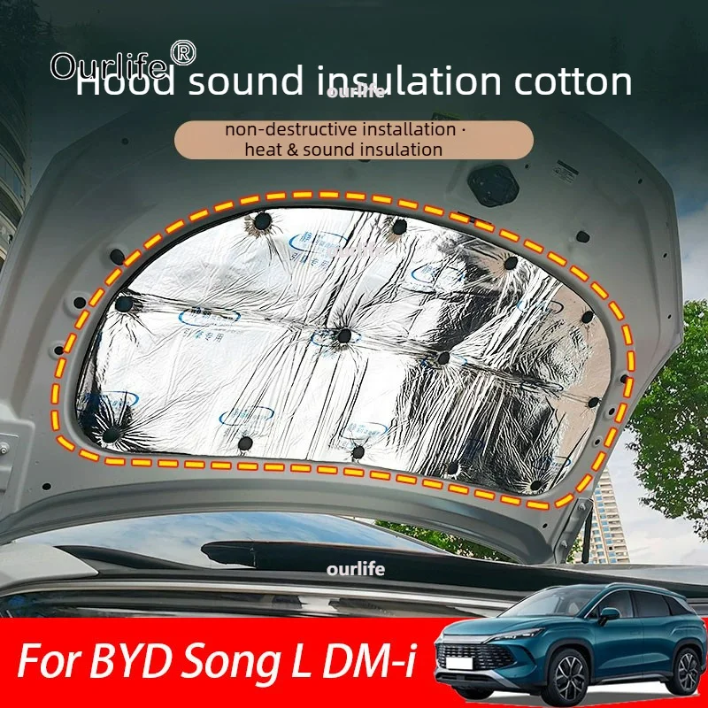 For BYD Song L DM-I 2026 2025 2027car Engine Hood Sound Heat Insulation Cotton Soundproofing Cover Auto Modification Accessories