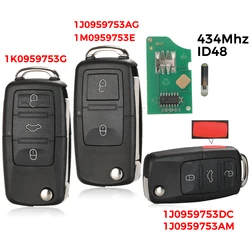 jingyuqin 2/3/4 Buttons 315/434MHz Folding Car Remote Key id48 For VW For SEAT Altea Ibiza Leon Toledo T5 1J0959753AG 1K0959753G
