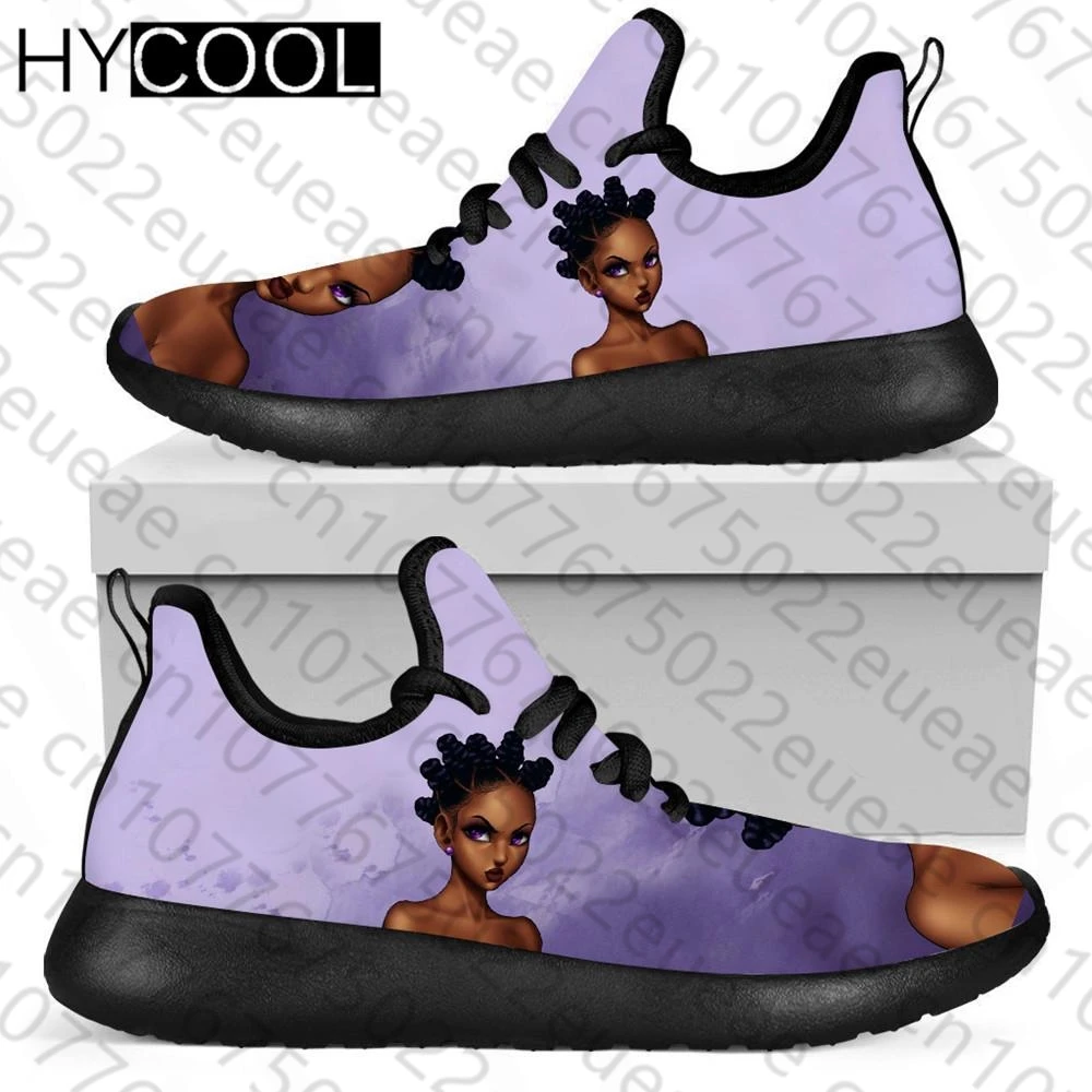 HYCOOL Hot Selling Women's  Sport Shoes Purple Color African Girls Printing Fashion Anti-Skid Running Sneakers Zapatillas Mujer