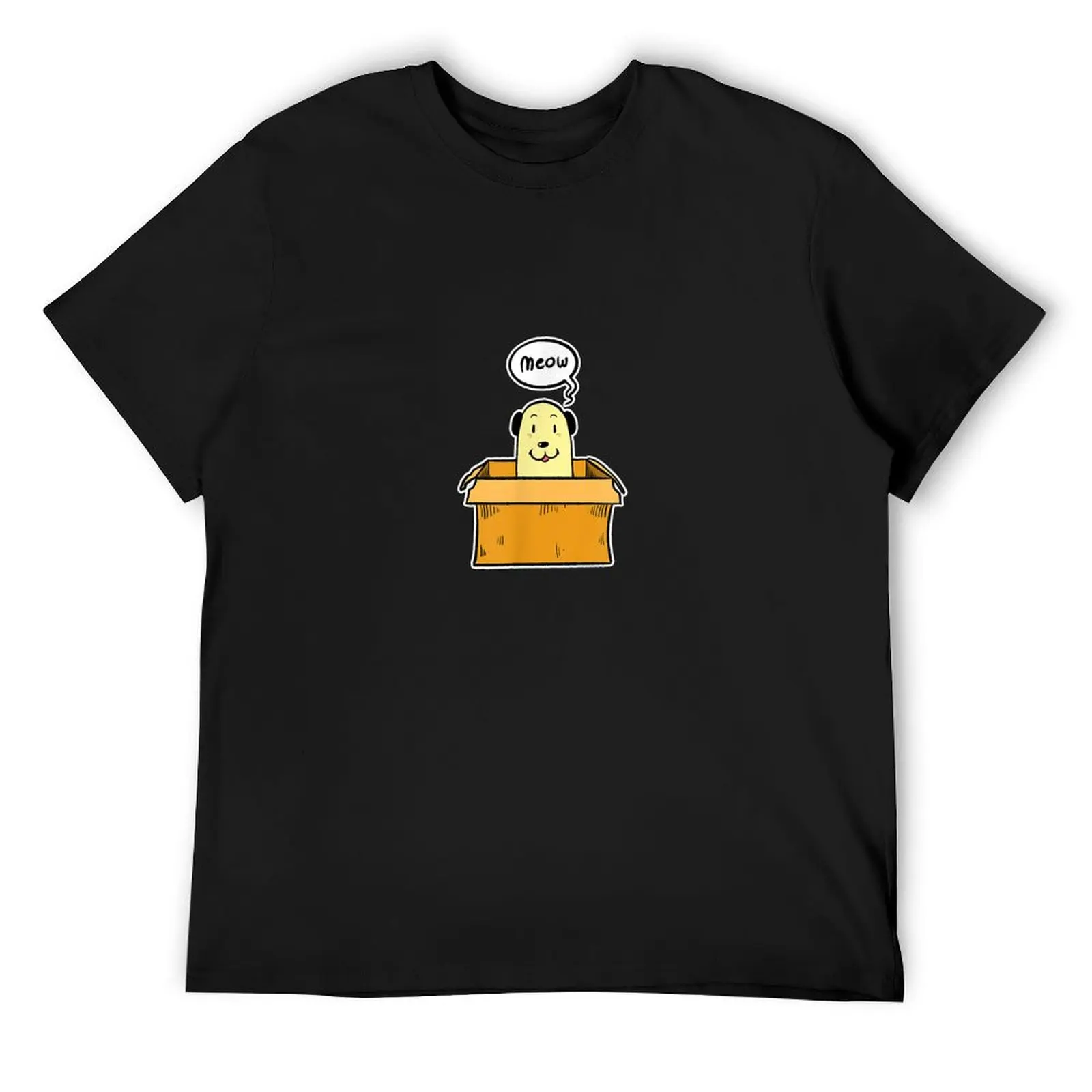 

Dog In A Cat Box It Says Meow Funny For Dogs Cats Lover Gift T-Shirt plus size clothes Man t-shirt t shirts for men pack