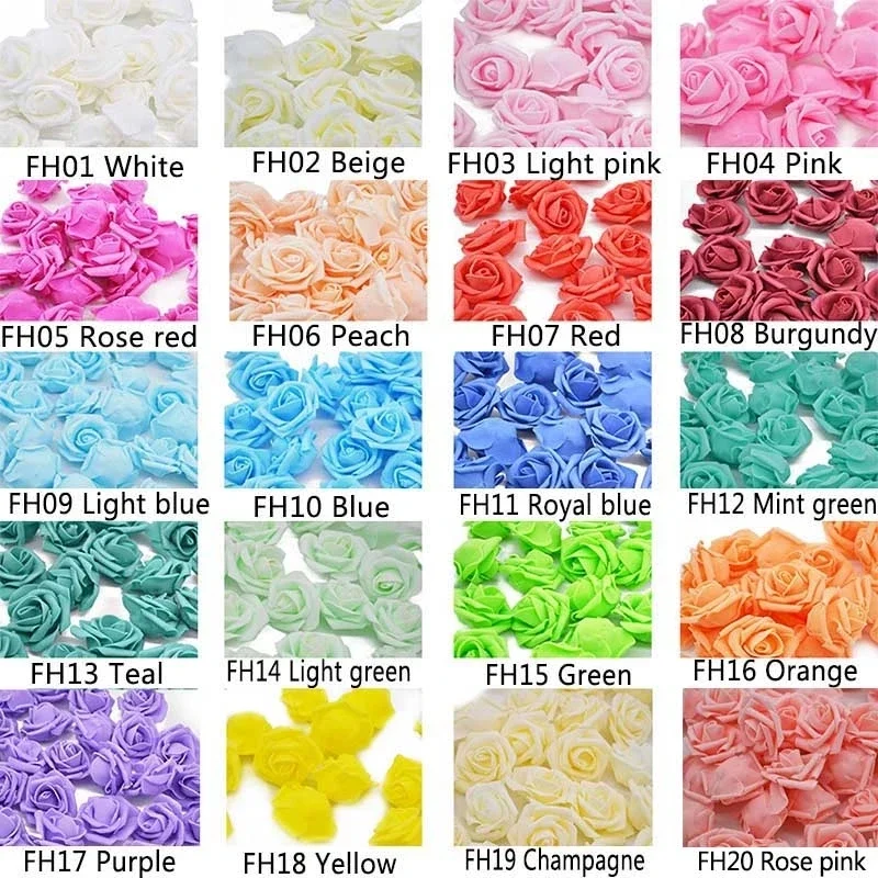 20pcs 4cm PE Foam Rose Artificial Flower Heads For Wedding Party Decoration Mariage Flores Rosa Scrapbooking Craft Supplies Love