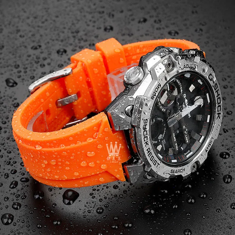 Silicone bracelet for CASIO G-Shock GST-B400 GST-B200 series rubber watchband accessories strap 14mm 16mm Convex wristband belt