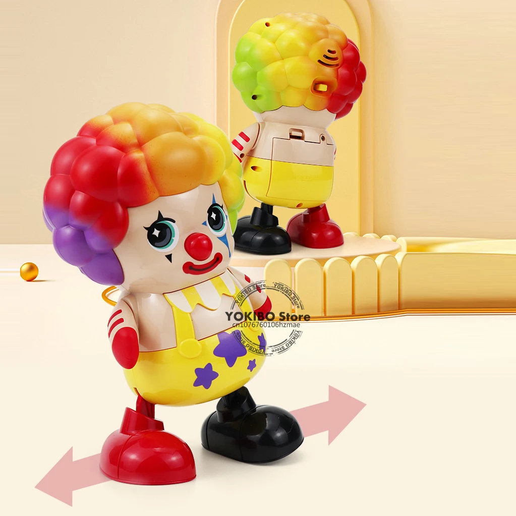 Baby Musical Clown Toy, Dancing Walking Clown Toys - Interactive Action Learning Educational Flapping Light up Dancing Clown