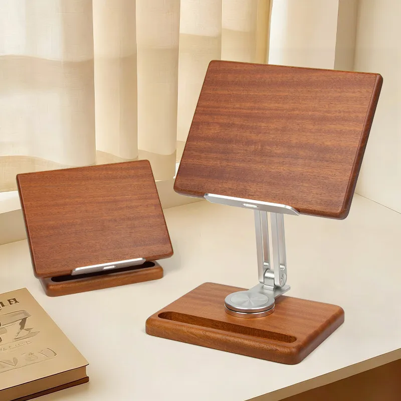 The mobile phone holder support frame solid wood tabletop bedhead can be lifted and rotated