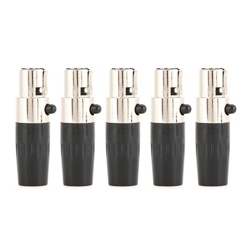 5pcs 4-Core Female Plug Mini XLR Audio Microphone Connector