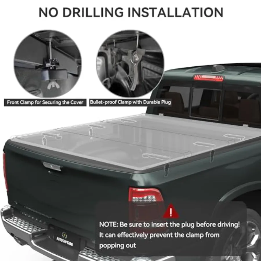 FRP غطاء سرير شاحنة ثلاثي الطي صلب تونيو لسيارة تشيفي كولورادو وجي إم سي كانيون 20152025 سرير 5.2 قدم حماية متينة ضد الطقس