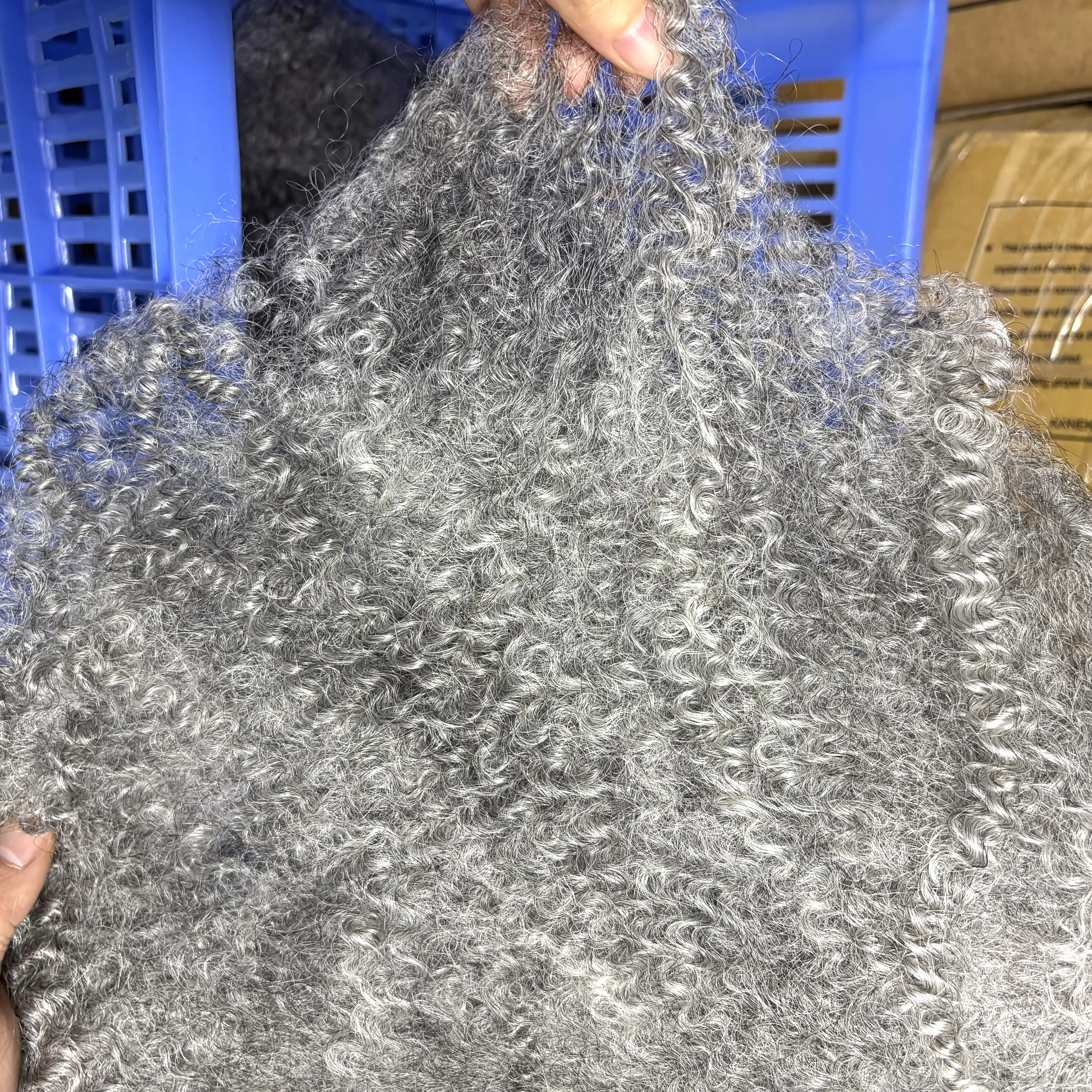 Gray Color 4C Afro Kinky Bulk Human Hair 50g/Pack for Dreadlock Extensions Loc Repair Braiding Twist Tight Afro Kinky Human Hair