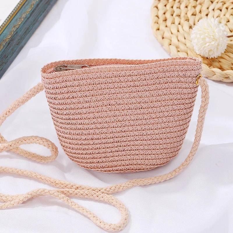 Candy Colored Shoulder Bag Straw Woven Bag Solid Colored Light Board Paper Grass Bag Summer Beach Outdoor Travel Bag