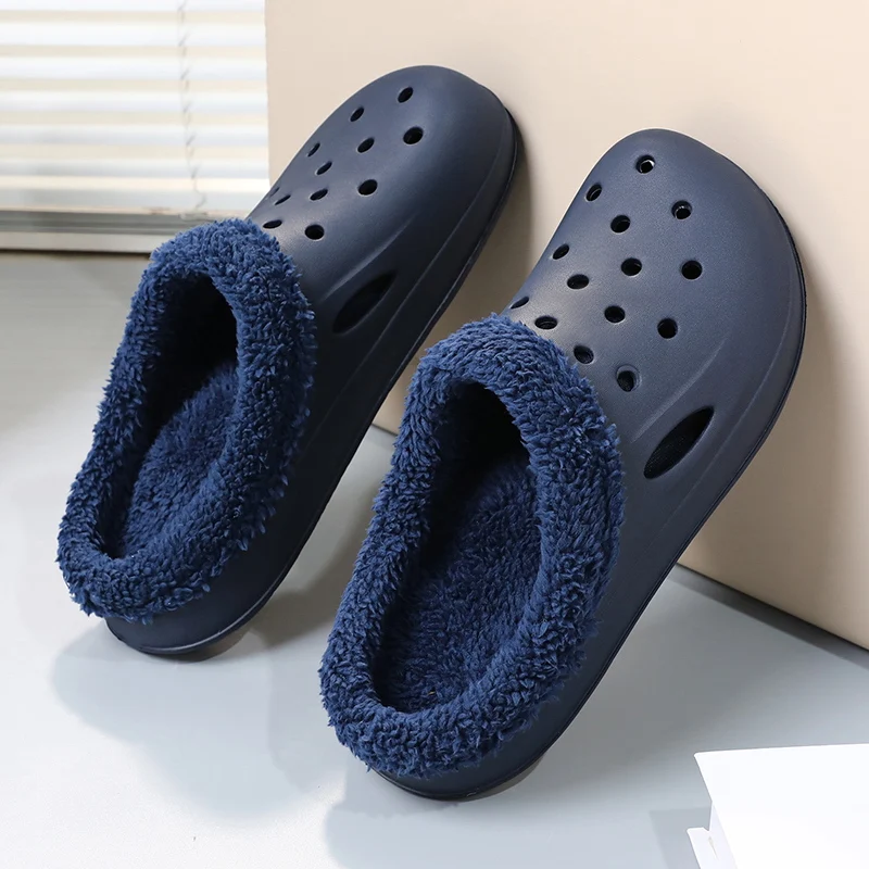 Men's Home Clogs 2025 New Winter Garden Clog Plush Warm Lining Waterproof Woman House Warm Shoes High Quality Anti-Slip Grown
